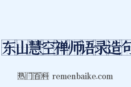 东山慧空禅师语录造句是什么意思的图片